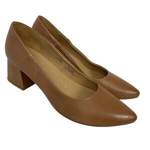 Nisolo Shoes Womens 10 Brown Leather Block Heel Pumps Comfort Pointed Toe
